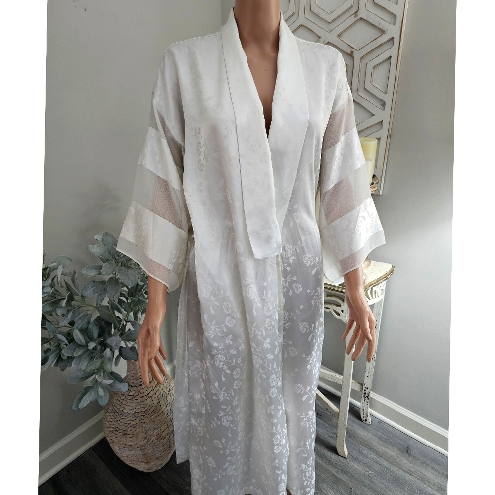 Vintage 80's Dentelle White Floral Sheer Sleeves … - image 5